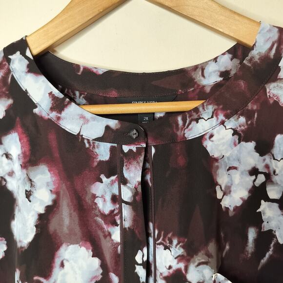 Simply Vera Wang Floral Blouse Dark Romantic NEW - Picture 6 of 10